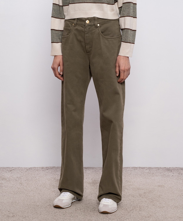 Brunello Cucinelli Джинси кольору хакі з патчем логотипа M0H81P5568 зображення 3