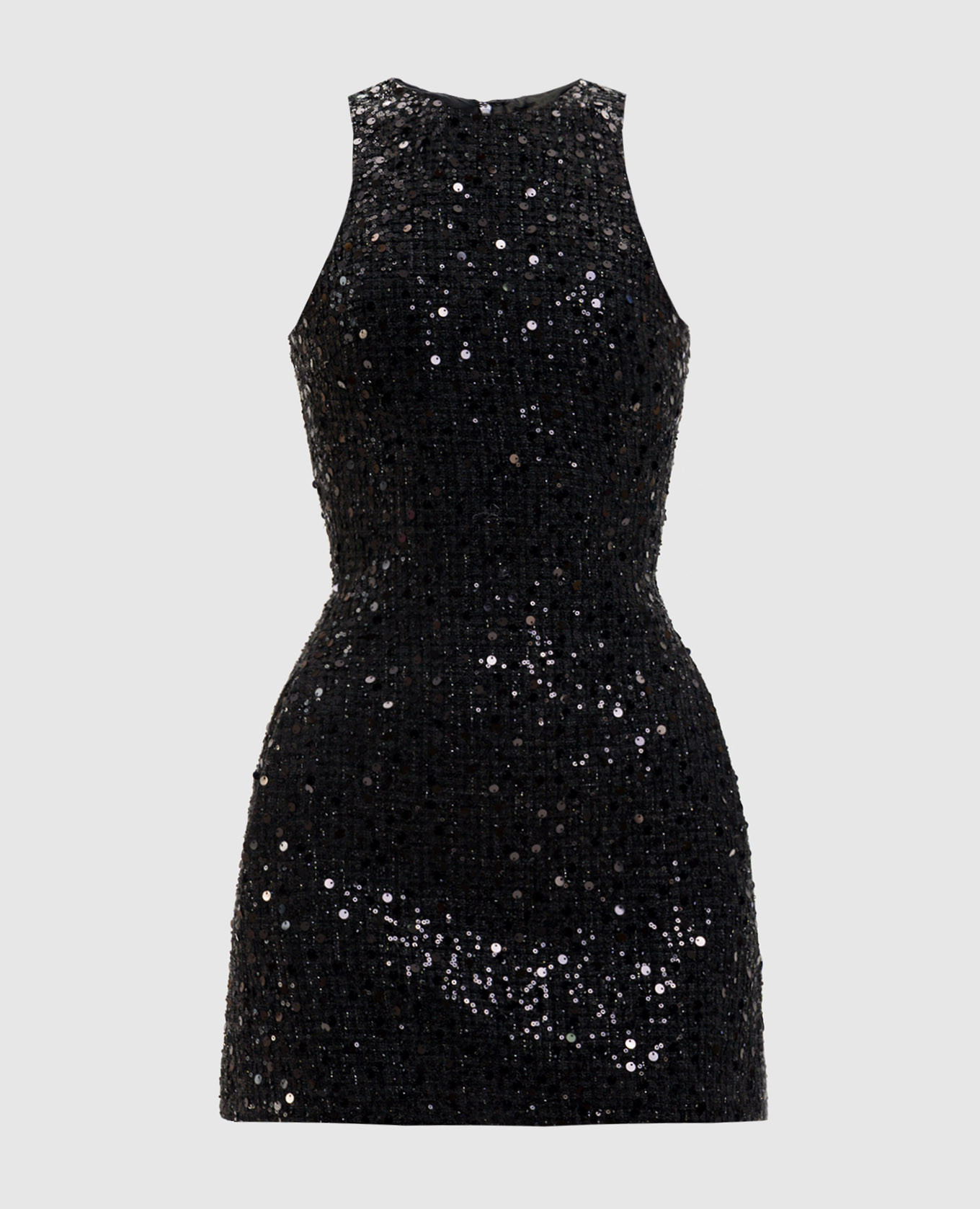 Черное твидовое платье мини в пайетке