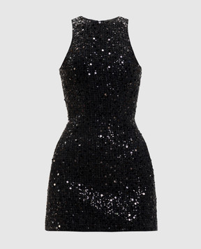 David Koma Черное твидовое платье мини в пайетке RE26DK78D
