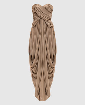 Balmain Бежевый комбинезон-бюстье с драпировкой GF0PW245JM05
