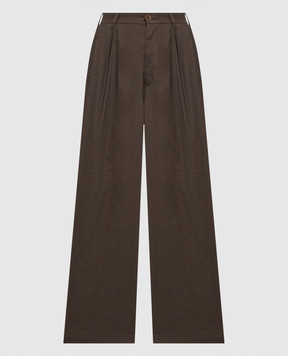 UMA WANG Штани Paella кольору хакі з льоном UW3018