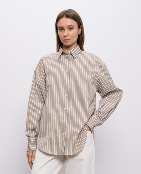 Brunello Cucinelli Бежевая рубашка в полоску MH749MX706