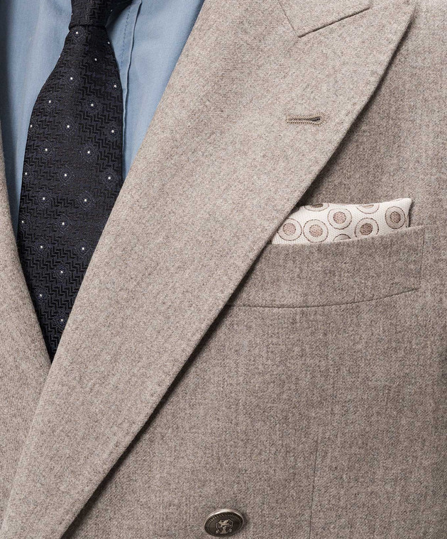 Brunello Cucinelli Бежевый платок-паше из шелка MX8720091 изображение 2