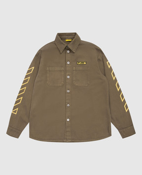 Off-White Дитяча джинсова сорочка кольору хакі 44BGE003S26F001