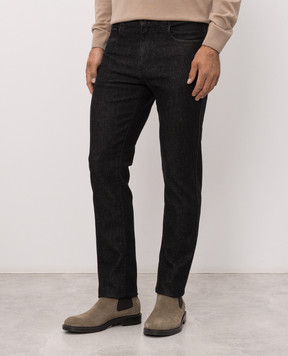 Canali Черные джинсы с кожаным патчем логотипа PX0102891719