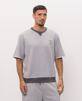 Brunello Cucinelli Серая футболка с брендовой вышивкой MM8263391G