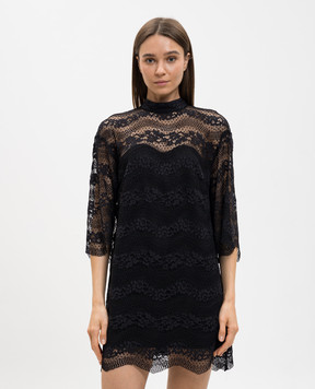 Twinset Чорна сукня міні з мережива 261TP2786