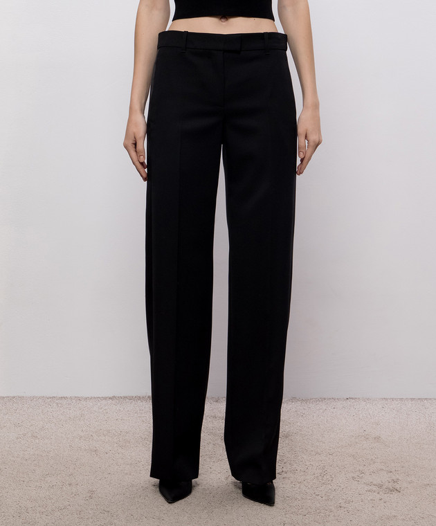 Alexander McQueen Черные брюки из шерсти с лампасами 876722QJAAC изображение 3