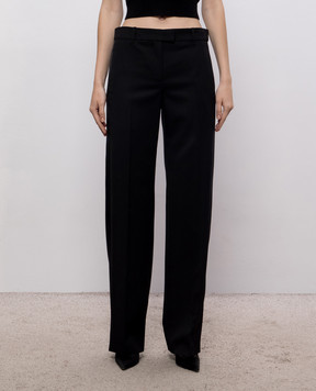 Alexander McQueen Черные брюки из шерсти с лампасами 876722QJAAC