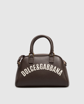 Dolce&Gabbana Детская кожаная коричневая сумка с нашивкой логотипа EB0250A0639
