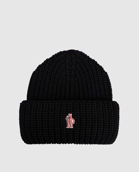 Moncler Grenoble Черная шапка из шерсти с эмблемой K20973B00002M1282