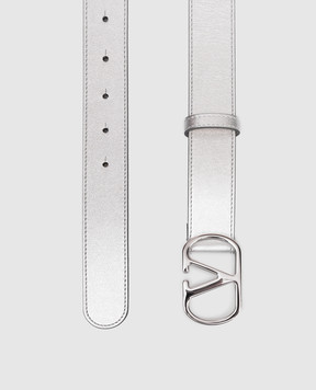 Valentino серебристый кожаный ремень VLogo 8W2T0SM3XUC