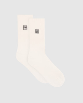 Toteme Набір бежевих шкарпеток з монограмою 241WSG1579YA0049