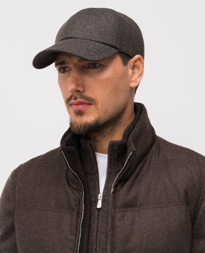 Enrico Mandelli Коричнева кепка з вовни і кашеміру CAP4015804