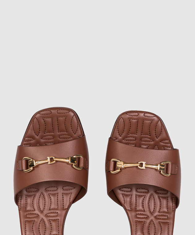 Doucal's Коричневые кожаные босоножки DD8885DAISUF073 изображение 4