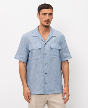 Peserico Блакитна сорочка з льону R5604702607