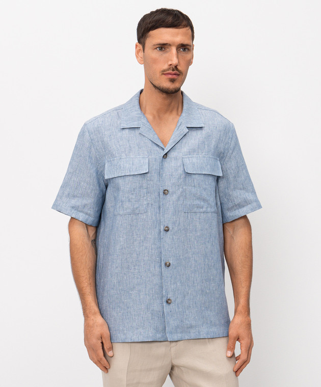 Peserico Блакитна сорочка з льону R5604702607 зображення 3