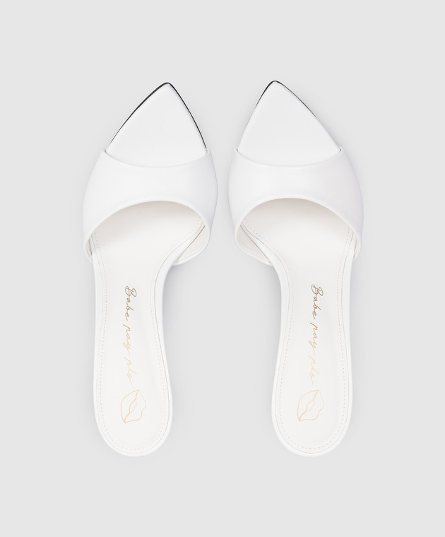 Babe Pay Pls Белые кожаные мюли 205804KO изображение 4