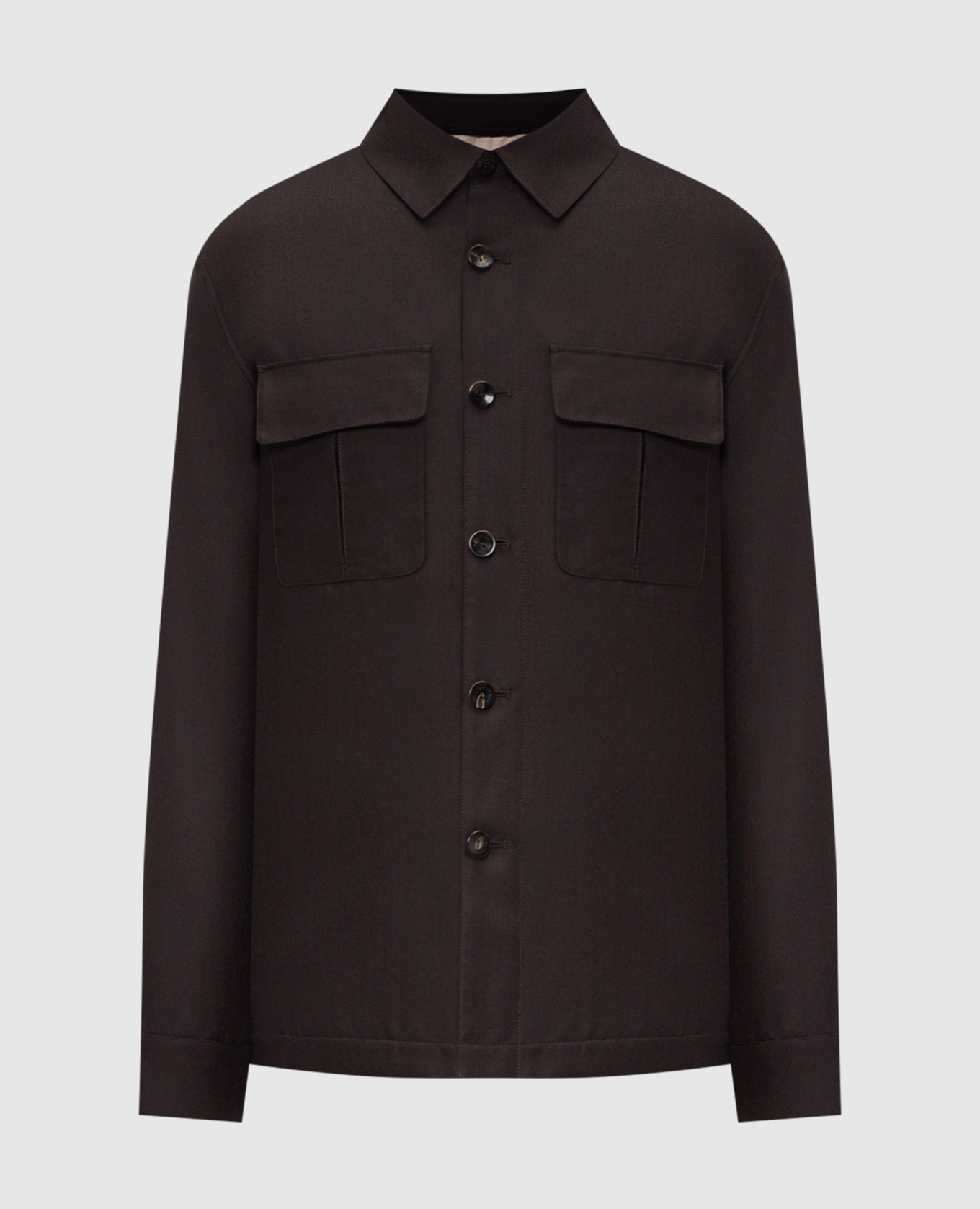 

Коричневая куртка с кашемиром и шелком в стиле рубашки, Коричневый, Куртки