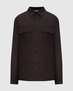 Agnona Коричнева куртка з кашеміру та шовку в стилі сорочки TS11U2YU7049