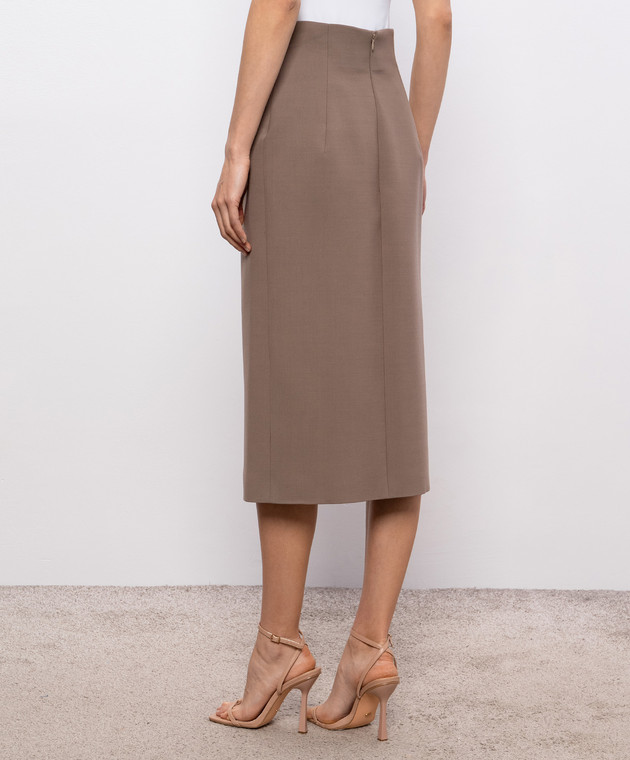 Thierry Mugler Коричневая юбка-карандаш с шерстью 26S1JU05911032 изображение 4