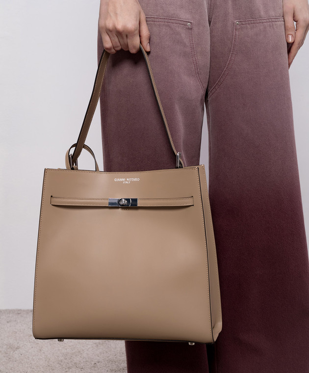 Gianni Notaro Коричневый кожаный RUGA сумка с принтом логотипа 255RUGANIKEL изображение 2