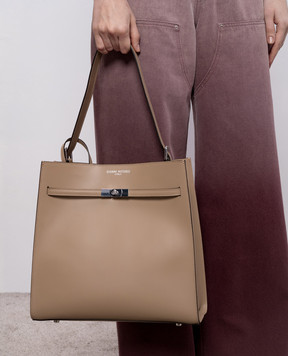 Gianni Notaro Коричнева шкіряна RUGA сумка з принтом логотипа 255RUGANIKEL