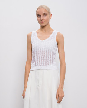 Brunello Cucinelli Білий топ з льону з паєтками MCO559700