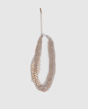 Peserico Бежеве кольє з ланцюжками та намистинами A35512C0CC785