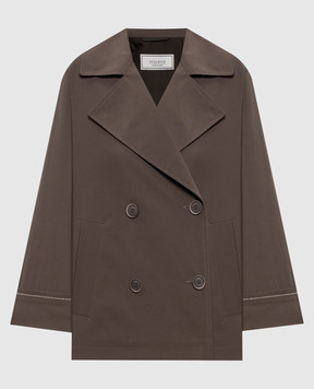 Peserico Коричневий укорочений двобортний тренч з ланцюжком A2511303184