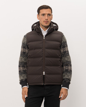 Brunello Cucinelli Коричневий пуховий жилет MV4061605