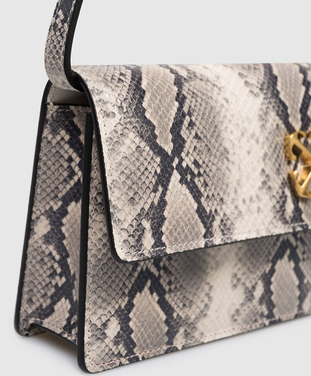 Off-White Бежева шкіряна сумка Jitney 1.0 з принтом під шкіру пітона OWNN172S26LEA003 зображення 4