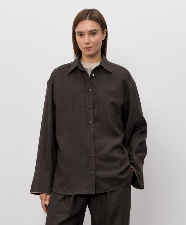 Brunello Cucinelli Коричневая рубашка из шерсти MP550M1M06 изображение 3