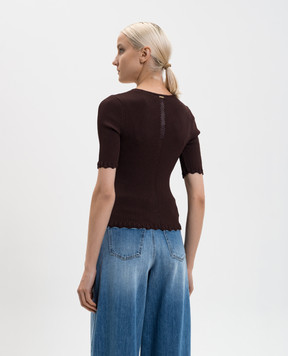 Twinset Коричневый топ с логотипом 261TT3123