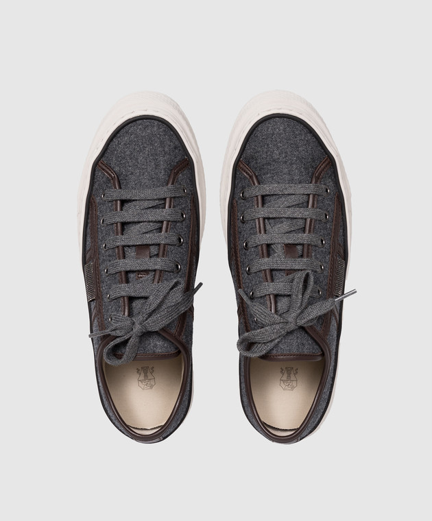Brunello Cucinelli Серые кеды из шерсти MZ38G3328P изображение 4
