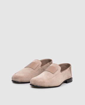 Givenchy Бежевые замшевые лоферы Label BH203DH1XE