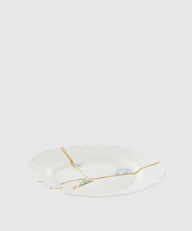 SELETTI Біла порцелянова асиметрична десертна тарілка Kintsugi 09603 зображення 2