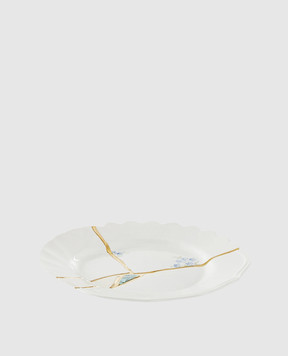SELETTI Біла порцелянова асиметрична десертна тарілка Kintsugi 09603