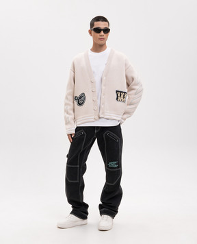 Off-White Бежевий кардиган з нашивками 44MHB019S26K001