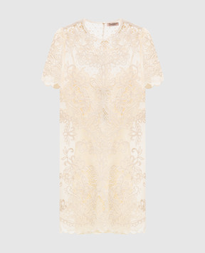 Twinset Бежева сукня міні з вишивкою 261TP2582