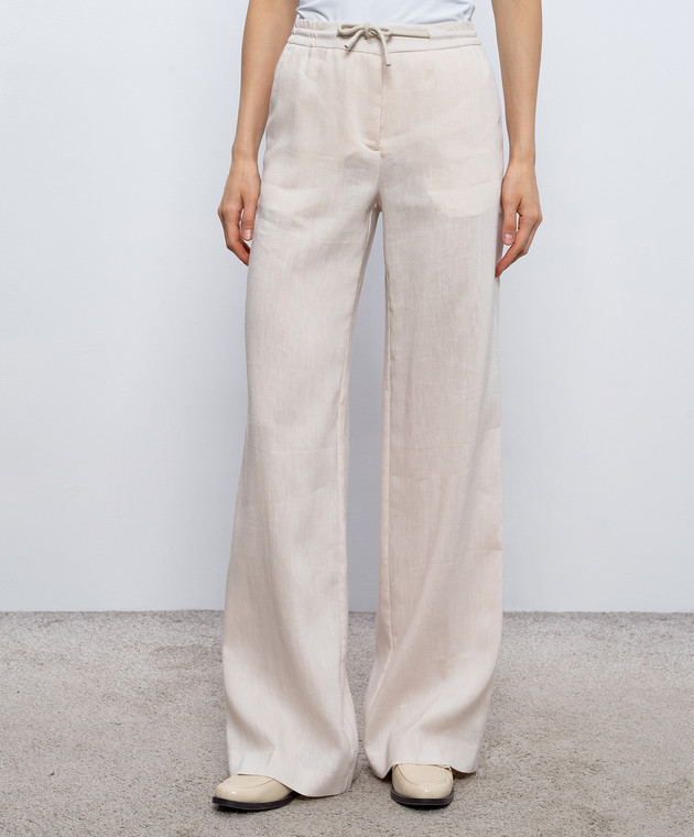 Marco Pescarolo Бежеві штани Fency з льону та вовни FENCYD5327 зображення 2