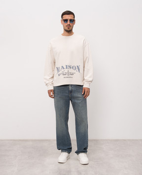 Maison Margiela MM6 Світшот кольору айворі з принтом SH0GU0044M25014
