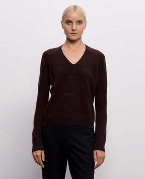 Twinset Коричневый пуловер из шерсти в узор 262AP3021