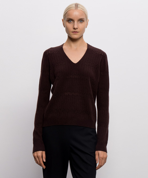 Twinset Коричневый пуловер из шерсти в узор 262AP3021 изображение 3