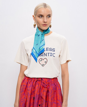 Santoni Бірюзова стрічка-твіллі із шовку в брендовий принт AWFLC0030XXXAOE