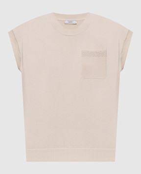 Peserico Бежевий топ з ланцюжком моніль A99064F129173I