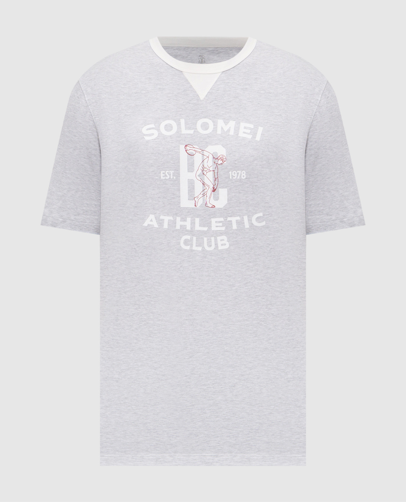 Серая меланжевая футболка с брендовым принтом