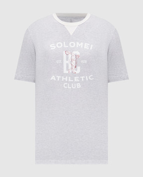 Brunello Cucinelli Серая меланжевая футболка с брендовым принтом M0B131001G