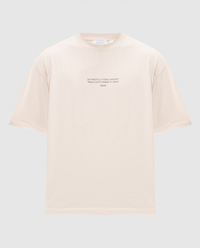 Off-White Бежева футболка з принтом логотипа 44MAA120S26J007