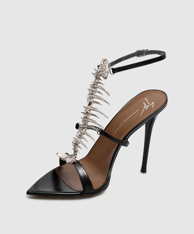 Giuseppe Zanotti Черные кожаные босоножки SLIM E600001 изображение 2